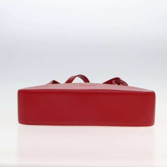 BURBERRY Nova Check Tote Bag Canvas Beige Red Auth - Picture 6 of 15